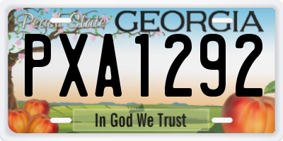 GA license plate PXA1292