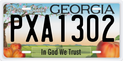 GA license plate PXA1302