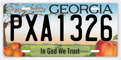 GA license plate PXA1326