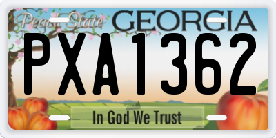 GA license plate PXA1362