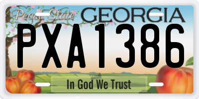 GA license plate PXA1386