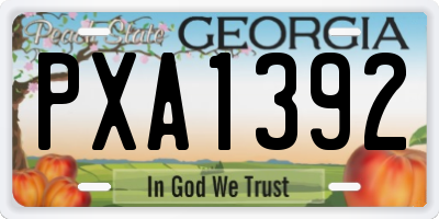 GA license plate PXA1392