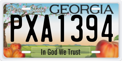 GA license plate PXA1394