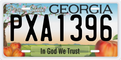 GA license plate PXA1396