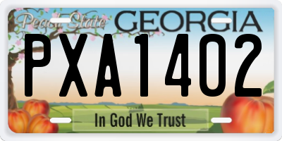GA license plate PXA1402