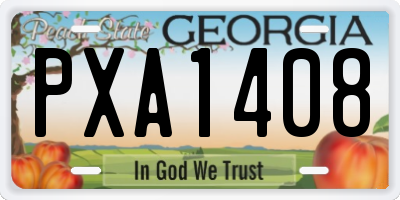 GA license plate PXA1408