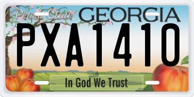 GA license plate PXA1410