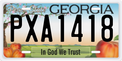 GA license plate PXA1418