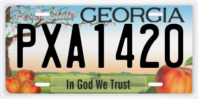 GA license plate PXA1420