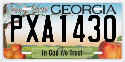 GA license plate PXA1430