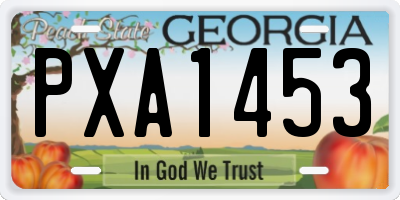 GA license plate PXA1453