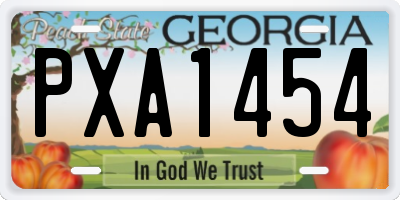 GA license plate PXA1454