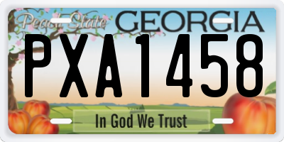 GA license plate PXA1458