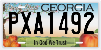 GA license plate PXA1492