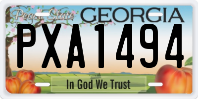 GA license plate PXA1494