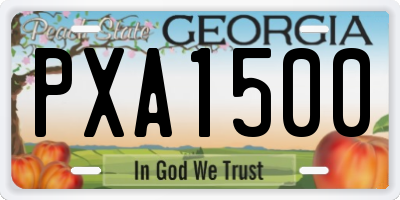 GA license plate PXA1500