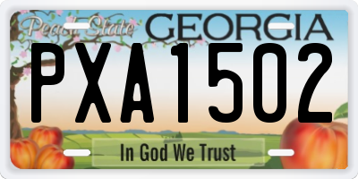 GA license plate PXA1502