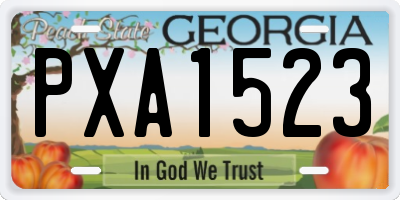 GA license plate PXA1523