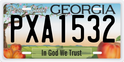 GA license plate PXA1532