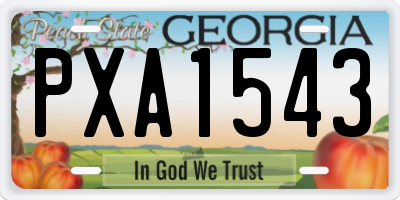 GA license plate PXA1543