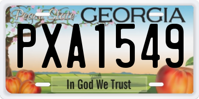 GA license plate PXA1549