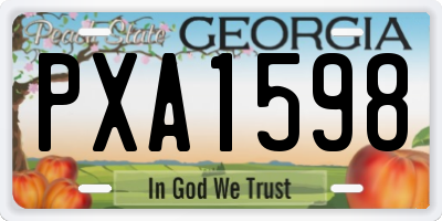 GA license plate PXA1598