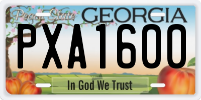 GA license plate PXA1600