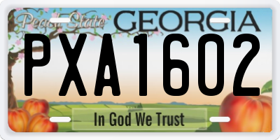GA license plate PXA1602