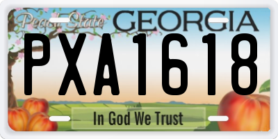 GA license plate PXA1618
