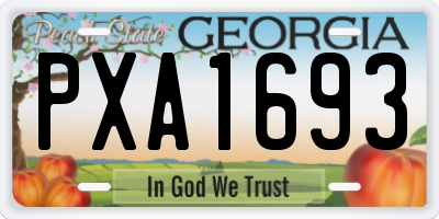 GA license plate PXA1693