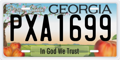 GA license plate PXA1699