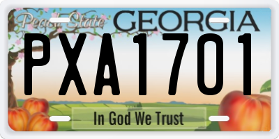 GA license plate PXA1701