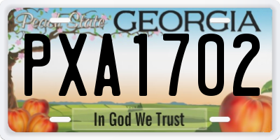 GA license plate PXA1702