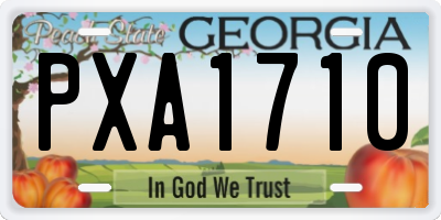 GA license plate PXA1710