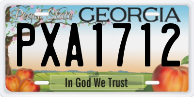 GA license plate PXA1712
