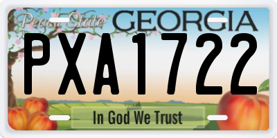 GA license plate PXA1722