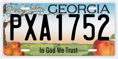 GA license plate PXA1752