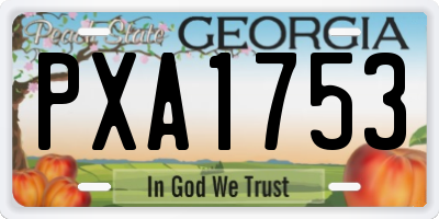GA license plate PXA1753