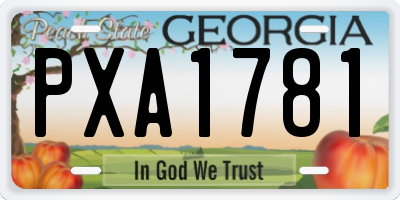GA license plate PXA1781