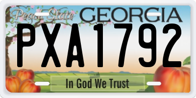 GA license plate PXA1792