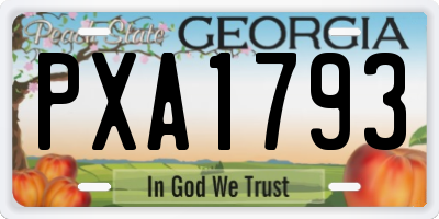 GA license plate PXA1793