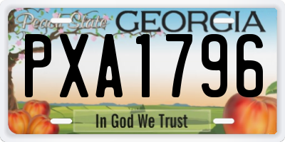 GA license plate PXA1796