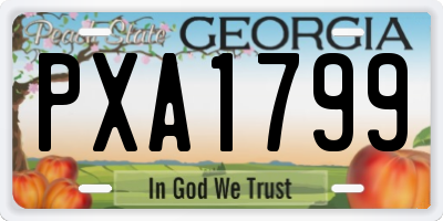 GA license plate PXA1799