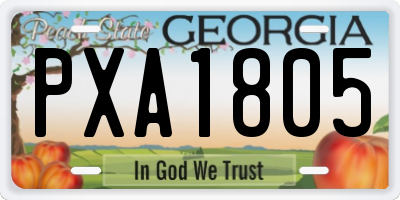 GA license plate PXA1805