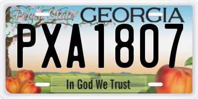 GA license plate PXA1807