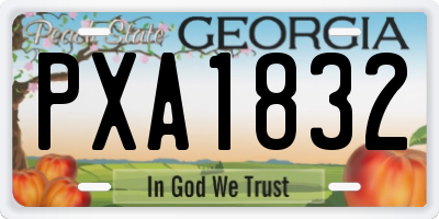 GA license plate PXA1832