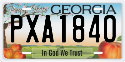 GA license plate PXA1840