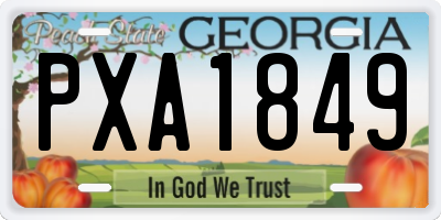 GA license plate PXA1849