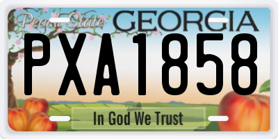 GA license plate PXA1858
