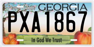 GA license plate PXA1867